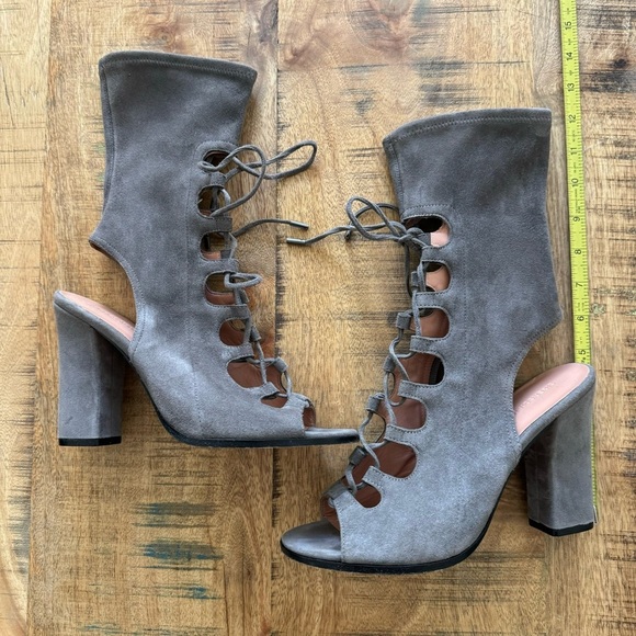 SIGERSON MORRISON Linda Lace Up Suede Gray Bootie Size 9 - Picture 6 of 14